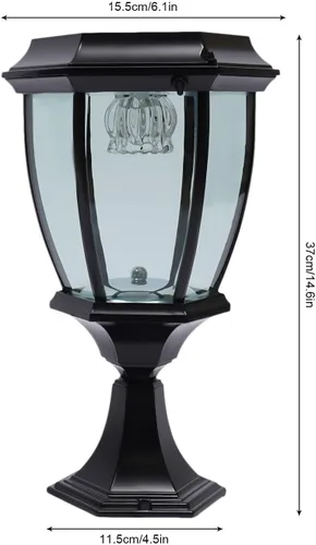 Vista 2 de Lámpara solar para poste de luz, luz LED impermeable para patio al aire libre, lámpara de paisaje con vidrio transparente, luces de poste exterior
