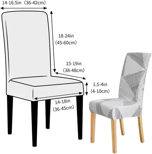 Vista 5 de Forcheer - Juego de 4 fundas elásticas para sillas de comedor con estampado elástico, lavable, extraíble, para cocina, hotel, restaurante
