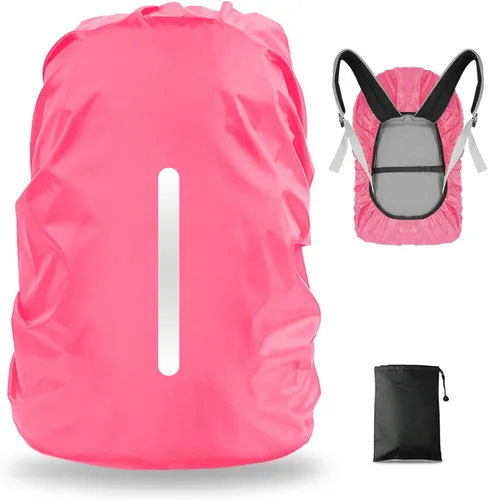 Vista 21 de LAMA Paquete de 2 fundas impermeables para mochila, protector reflectante a prueba de lluvia para antipolvo y antirrobo, tamaño M