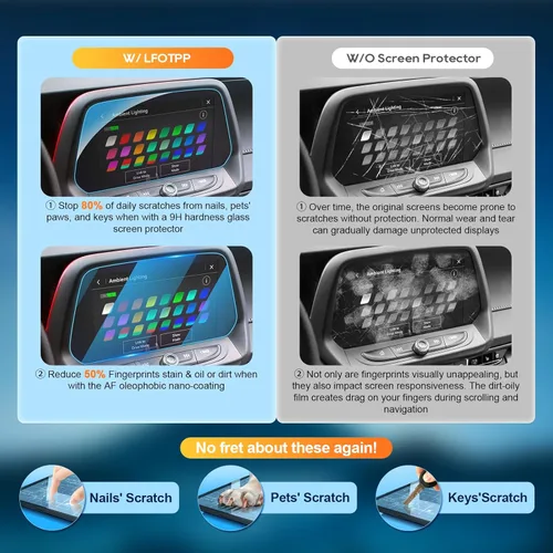 Vista 2 de LFOTPP Protector de pantalla de navegación de coche para Camaro 2016-2019 de 8 pulgadas, vidrio templado dureza 9H, centro de visualización estéreo