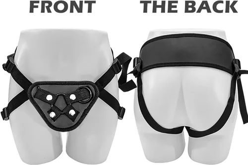 Vista 3 de Arnés de consolador con correa ajustable para mujer, bragas sin tirantes, juguetes sexuales para parejas lesbianas (negro)