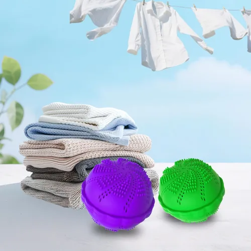 Vista 9 de Juego de 2 bolas de lavado de detergente natural no químico para lavadora, ecológicas, juego de 2