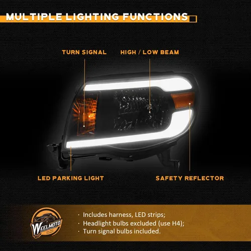 Vista 6 de WEELMOTO Conjunto de faros delanteros para Tacoma DRL 2005-2011 compatible con faros delanteros DRL Tacoma 2005 2006 2007 2008 2009 2010 2011 DRL