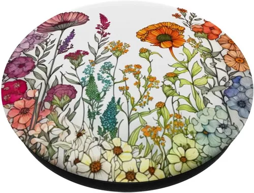 Vista 2 de Planta floral, flores silvestres, flores, jardín, follaje botánico, PopSockets intercambiables PopGrip