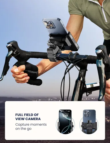 Vista 3 de Soporte de teléfono para bicicleta eléctrica, de montaña, scooter y motocross [compatible con cámara] [bloqueo 1S] Soporte universal de manillar