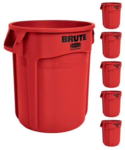 Vista 8 de Rubbermaid Commercial Products Fg264360 Brute - Bote de basura, redondo, resistente, 44-galones, color gris, Negro
