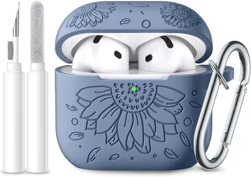 Vista 17 de Lerobo Funda para AirPods Pro 3 con kit de limpieza, funda de protección de 360° de silicona grabada con flores compatible con Apple AirPods Pro