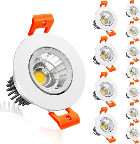 Vista 17 de inShareplus Downlight LED de 2 pulgadas, iluminación empotrable de 3 W, regulable, luz blanca cálida de 3000 K, CRI80, luces de techo