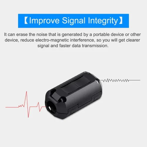 Vista 7 de Roctee - Anillo de cable de filtro de ruido EMI RFI, 12 piezas de estrangulador de ferrita a presión con supresor de ruido, clip de cable