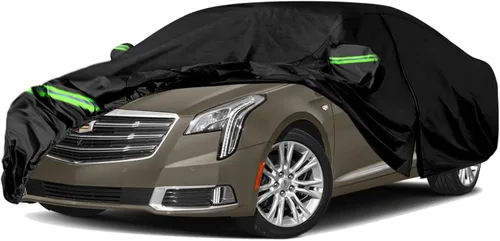 Vista 12 de Fundas impermeables para coche de reemplazo para Cadillac ATS/ATS-V 2013-2019, funda para todo clima de 6 capas con puerta con cremallera y bandas a