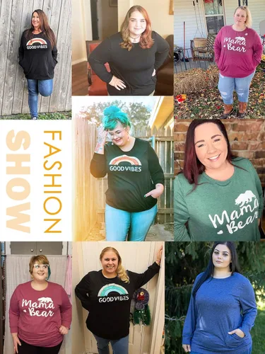 Vista 5 de AURISSY - Sudaderas de manga larga con bolsillos para mujer, tallas grandes