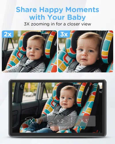 Vista 4 de Espejo de coche de bebé con pantalla táctil de 7 pulgadas, cámara HD 1440P, visión infantil en asiento trasero con ángulo amplio de 150°, visión