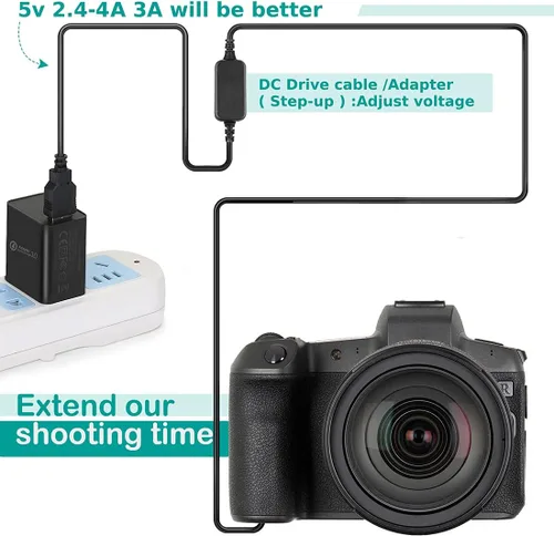 Vista 5 de (5M) CA-PS700 Banco de energía móvil Cable USB para Canon DR-E17 DR-700 LP-E5 LP-E8 LP-E10 LP-E12 batería simulada