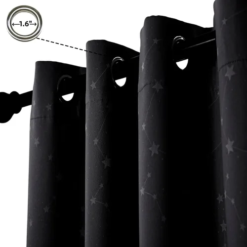 Vista 5 de Cortinas opacas negras para dormitorio, cortinas de oscurecimiento de habitación de 63 pulgadas de largo, cortinas opacas para sala de estar