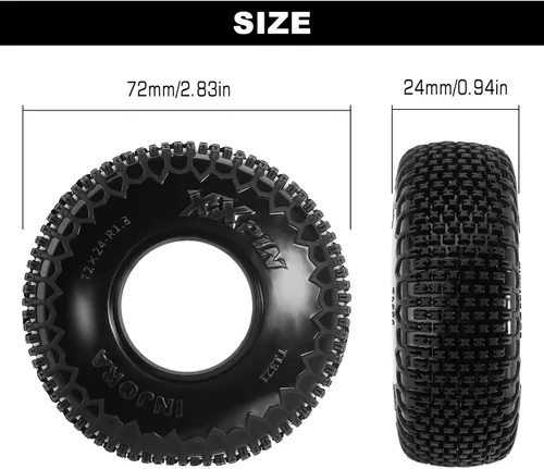Vista 5 de INJORA Neumáticos Pin de 1.3" XHX para TRX4M SCX24, 72 * 24mm, Compuesto S5, 4 unidades (T1321)
