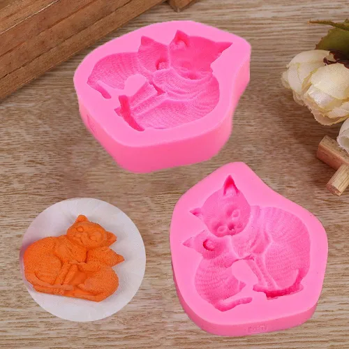 Vista 6 de Molde de silicona 3D con forma de gato para abrazar amor maternal para bricolaje, chocolate, dulces, cupcakes, decoración de pasteles, postres