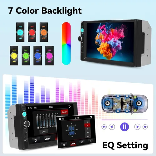 Vista 6 de Estéreo para automóvil de doble DIN de 7 pulgadas, pantalla táctil Bluetooth manos libres, radio de coche manos libres, 2 DIN, reproductor MP5