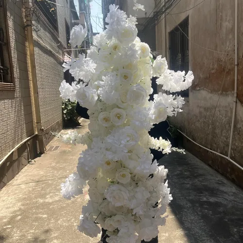 Arco de flores de rosa y cerezo artificial para boda, letreros de bienvenida florales para boda con arreglos de follaje, guirnalda de flores Flor
