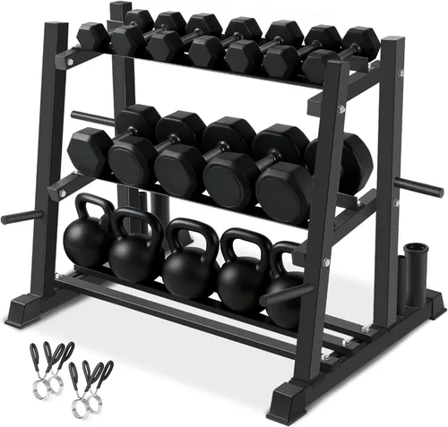 Estante para Mancuernas, Bongkim Juego de Mancuernas con Soporte de Estante, Estante de Pesas para Mancuernas para Gimnasio en Casa, Estante de