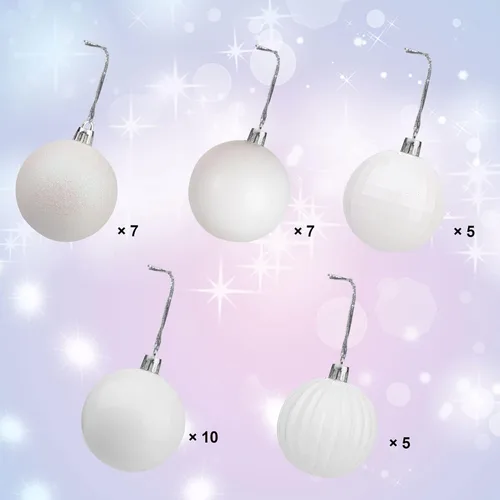 Vista 2 de Lulu Home Adornos de Bolas de Navidad, 34 Unidades de 1.57" Adornos Colgantes Pre-ensartados, Bolas de Plástico Inastillables de Navidad para Blanco