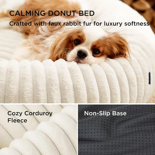 Vista 4 de Bedsure ComfyFleece® Donut - Cama para perros pequeños con funda extraíble lavable
