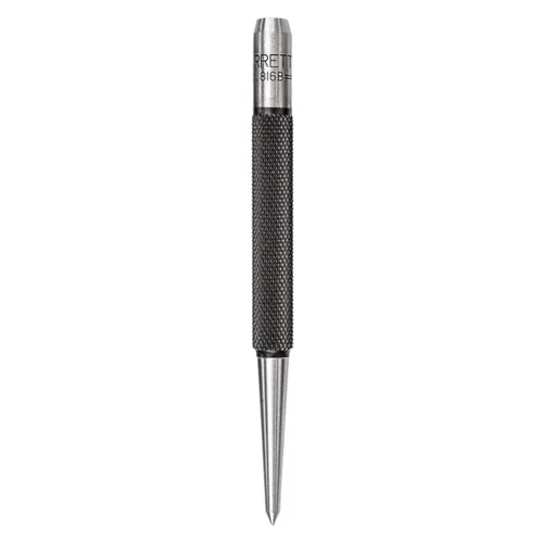 Starrett Punzón de acero con agarre moleteado para un posicionamiento preciso y una sujeción segura, acero endurecido y templado, 4 pulgadas de