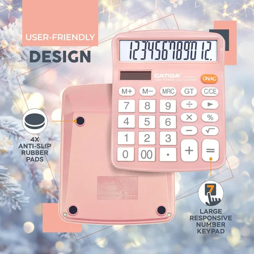 Vista 79 de CATIGA CD-2786 - Calculadora de escritorio de 12 dígitos con pantalla LCD grande y botón sensible, energía solar dual y batería, función estándar