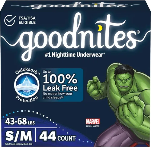 Vista 17 de Goodnites Ropa interior nocturna para niños contra la enuresis, talla extra pequeña (28-43 libras), 15 unidades, el embalaje puede variar