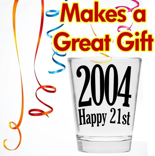 Vista 4 de Make Em Laugh 2004 Vaso de chupito de cumpleaños feliz número 21 - Celebra el cumpleaños número 21 - Regalos de cumpleaños perfectos para él o ella