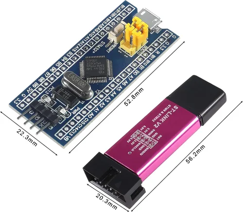 Vista 2 de Alinan 2 unids ST-Link V2 Unidad de Programación Emulador Descargador (color al azar)+2pcs STM32F103C6T6 Placa de desarrollo de sistema mínimo