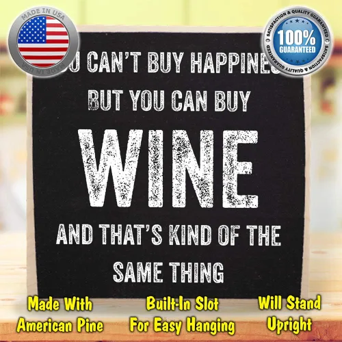 Vista 3 de Letrero rústico de madera con texto en inglés «Can't Buy Happiness, Win», «Homey Feel», ideal para cocina de granja, comedor, decoración de casa