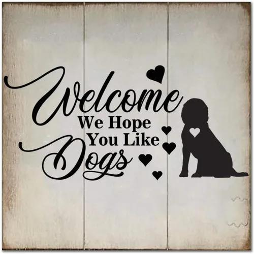 Vista 10 de Welcome We Hope You Like Dog - Letreros de madera para perro, placa de pared con perros, arte de pared colgante de granja, placa de decoración