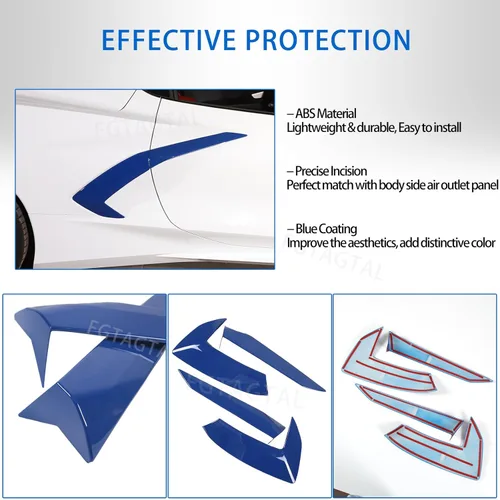 Vista 4 de Cubierta de salida de aire lateral de la carrocería exterior compatible con Chevrolet Corvette C8 2020-2024, cubierta de moldura de puerta