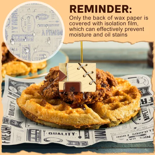 Vista 4 de Chinco 150 hojas de papel encerado de periódico, papel de envoltura de alimentos, resistente a la grasa, forro impermeable para envolver alimentos