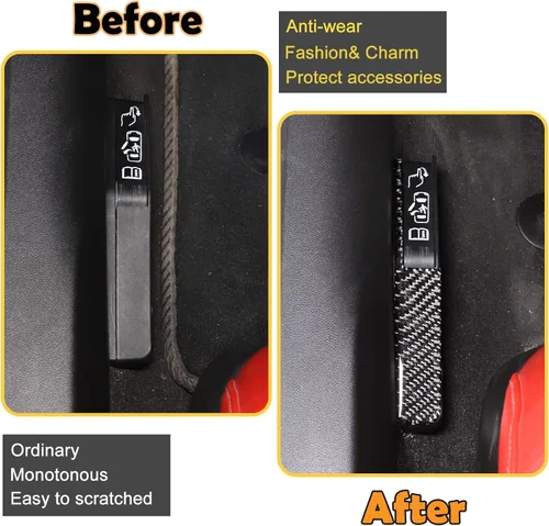 Vista 2 de Suave 3D de fibra de carbono real para interruptor de bloqueo de puerta de emergencia para automóvil, compatible con Corvette C8 Stingray Z06 Z51