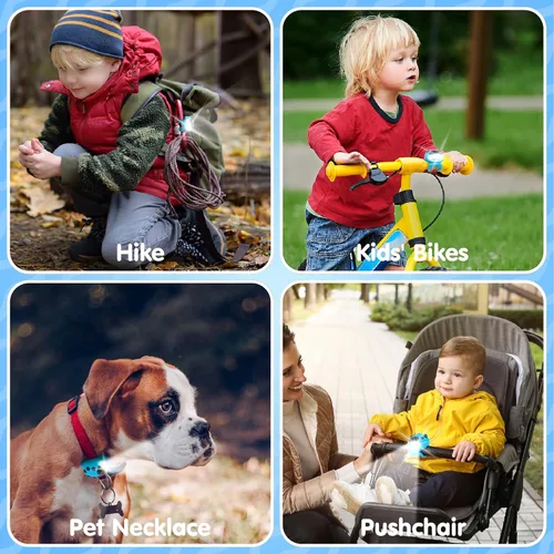 Vista 2 de Paquete de 2 luces de bicicleta para niños, para scooter, impermeable con 3 modos de luz para patineta infantil o bicicleta