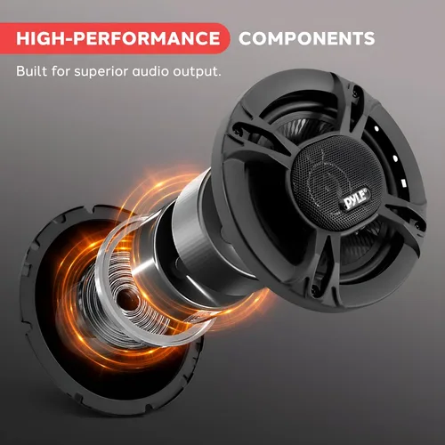 Vista 4 de Pyle Altavoces Estéreo Universales de 3 Vías para Automóvil - 300W 6.5" Triaxiales Loud Pro Audio Altavoz para Automóvil Universal OEM Componente