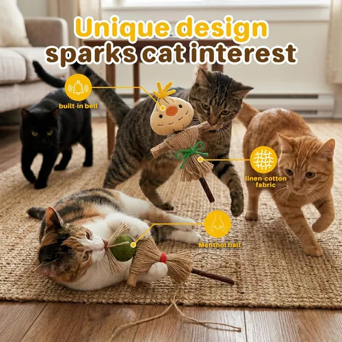 Vista 7 de Walfront Silvervine Cat Toy Natural Cat Chew Toy Dental Matatabi Stick Kitten Toy for Teeth Cleaning Boredom Relief Stress Reduction Durable