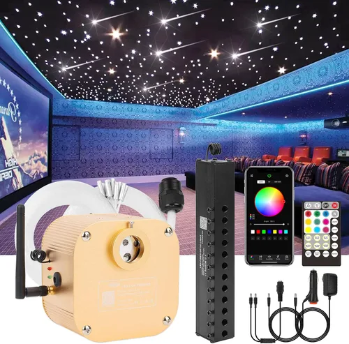 Vista 11 de CHINLY Starlight - Kit de luces de fibra óptica, 550 unidades, 13.1 pies, 0.02 pulgadas, 16 W, modo de música, Bluetooth, control remoto, control
