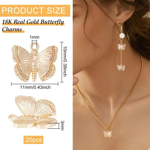 Vista 2 de BENECREAT Colgantes de latón chapado en oro de 18 quilates para collar y aretes, Latón, Latón