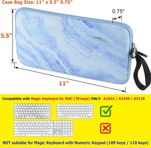 Vista 2 de CM Funda de transporte de neopreno compatible con teclado y mouse mágicos, trackpad (patrón de mármol azul)