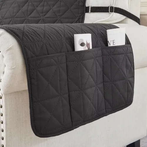 Vista 2 de Funda antideslizante para sofá biplaza reclinable 100% impermeable, protector de muebles con bolsillo y correas elásticas para mascotas, 46