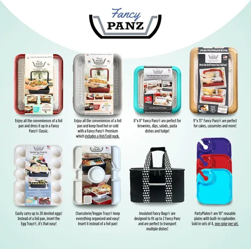 Vista 9 de Fancy Panz - Portador de Bandeja de Papel de Aluminio Premium Blanco con Tapa y Paquete Caliente/Frío - Bandeja Elevada para Servir Alimentos