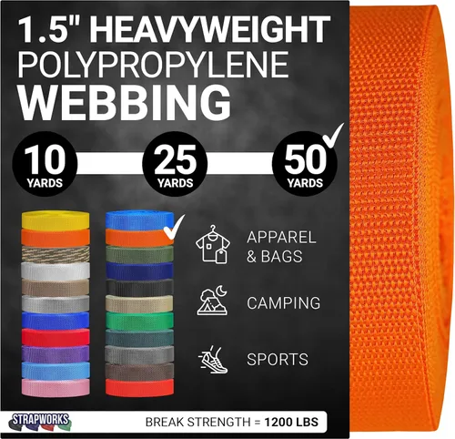 Vista 14 de Strapworks Heavyweight Polypropylene Webbing - Heavy Duty Poly Strapping for Outdoor DIY Gear Repair, 1.5 Inches