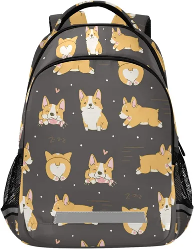 RunningBear Mochila para niños y niñas, ligera, con correa para estudiantes, escuela primaria, 15#Corgi, Mochilas Daypack