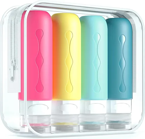 Gemice Botellas de viaje para artículos de tocador, aprobados por la TSA, recipientes de viaje de 3 onzas, sin BPA, a prueba de fugas, tubos de