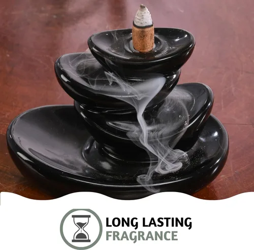 Vista 8 de Folkulture Conos de incienso de reflujo (120 conos) Juego de 12 conos de insencia en cascada para meditación, aromaterapia, regalos Sin carbón