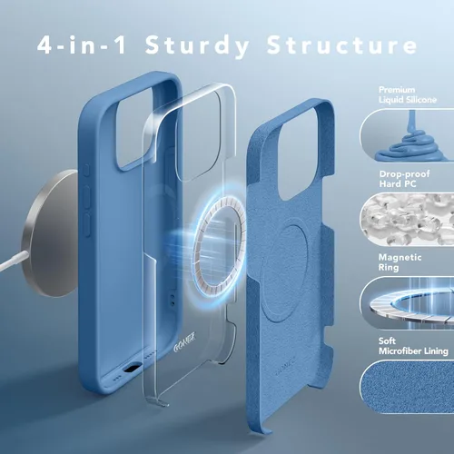 Vista 1882 de GONEZ Funda magnética para iPhone 14, compatible con Magsafe, con protector de pantalla + protector de cámara, forro de microfibra antiarañazos
