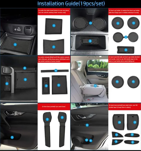 Vista 5 de Auovo Alfombrillas antipolvo para accesorios Rogue 2020 2019 2018 2017.5 2017 2016 2015 2014 ajuste personalizado forros de compartimento de puerta