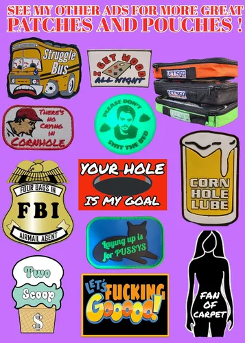Vista 4 de Funda para bolsas de cornhole, bolsa de parche negra, resistente con doble cremallera, parte superior de vinilo, inserto pequeño, juego individual